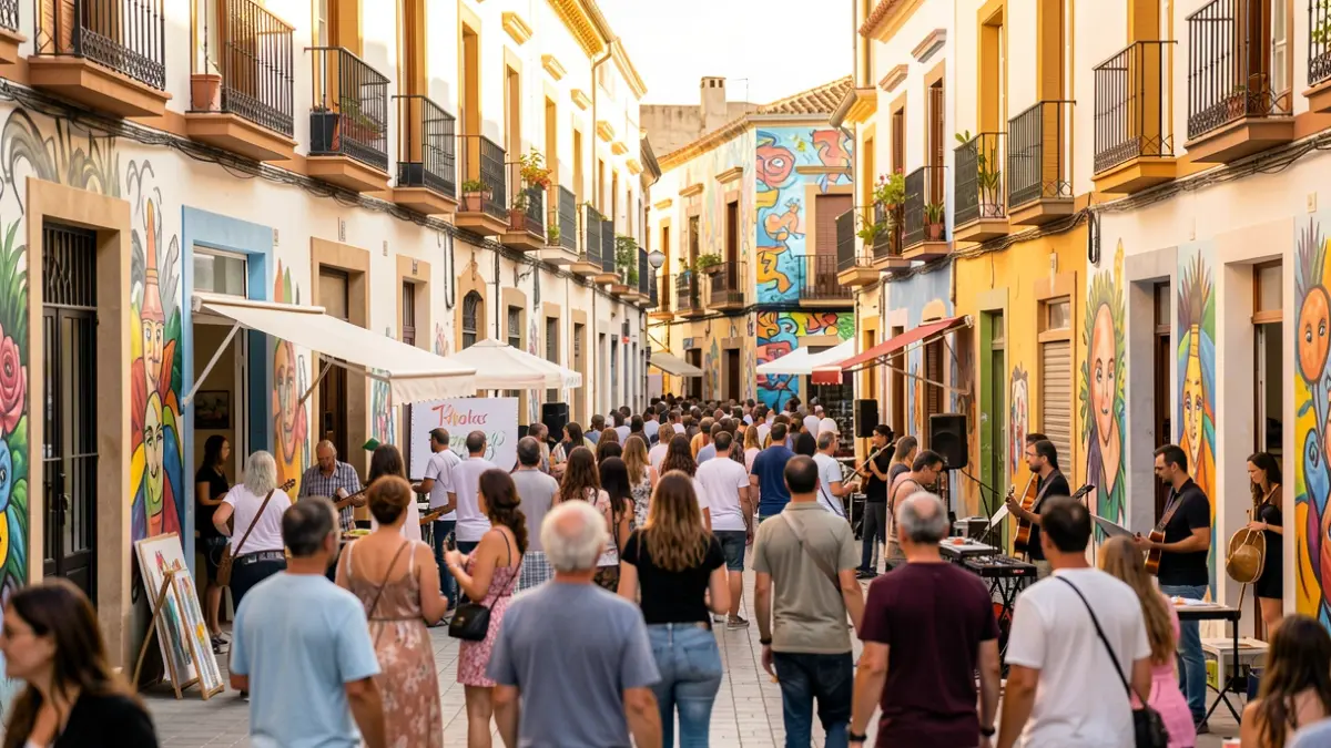 Generic image of an art festival in the Russafa neighborhood, València, featuring open studios and cultural activities.