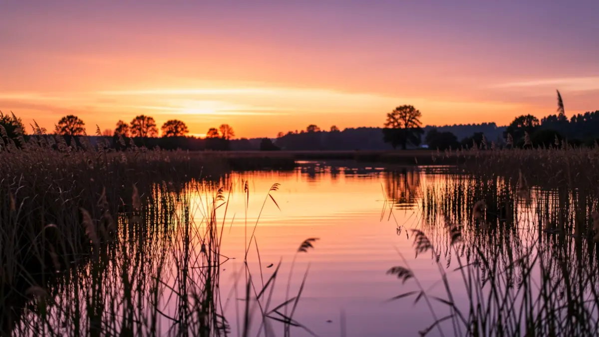 Generic image of a wetland at sunset.