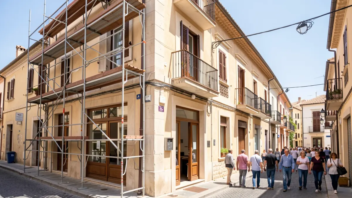 Generic image of a commercial ground floor being converted into a dwelling in a Mediterranean town.