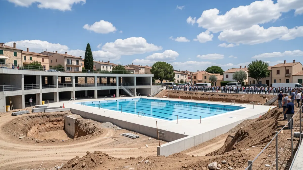 Imatge genèrica d'obres en una infraestructura esportiva.
