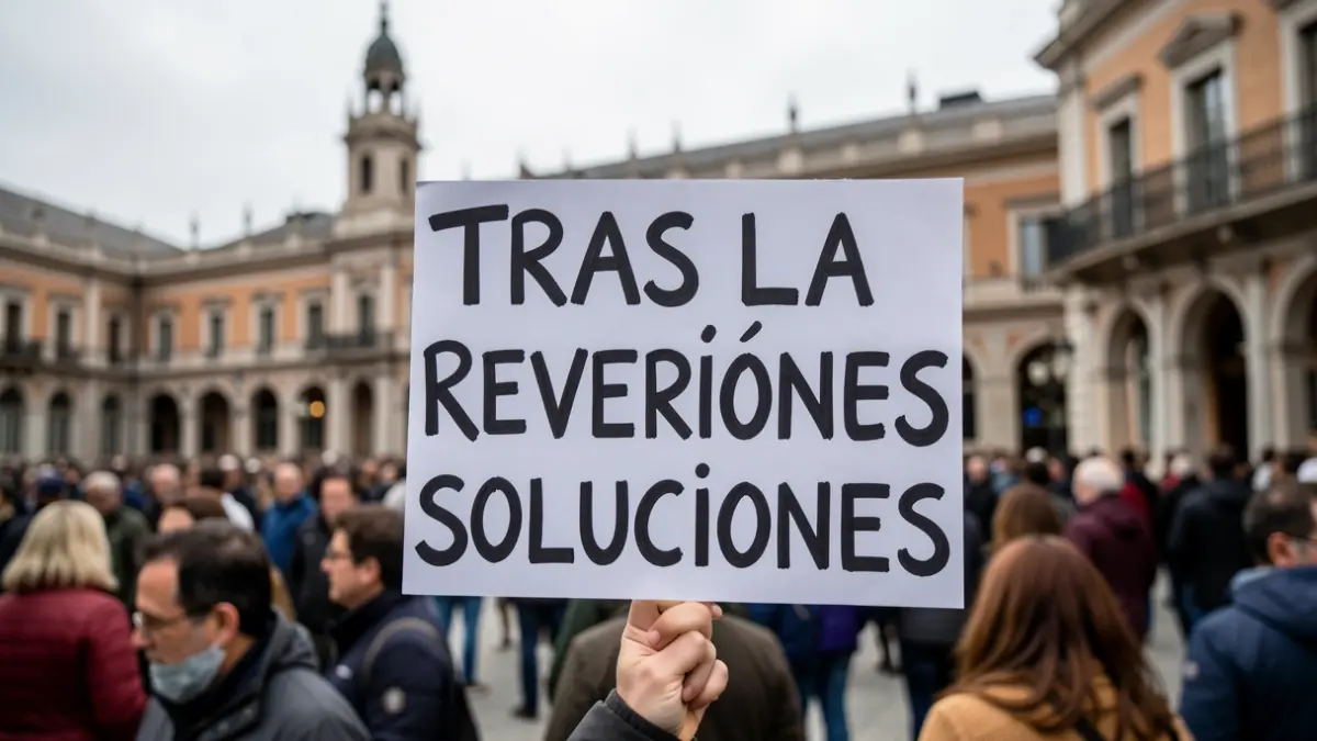 Protest sign in front of the Palau de la Generalitat.