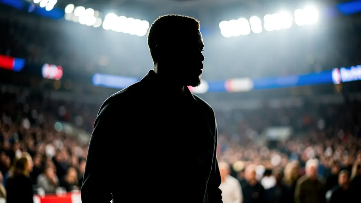 Generic image of a basketball player in an NBA stadium.