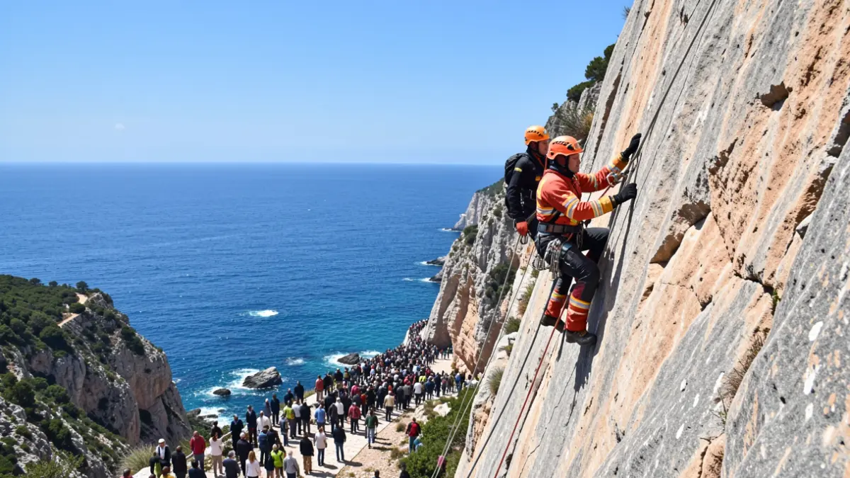 Generic image of a rescue simulation on a coastal cliff.