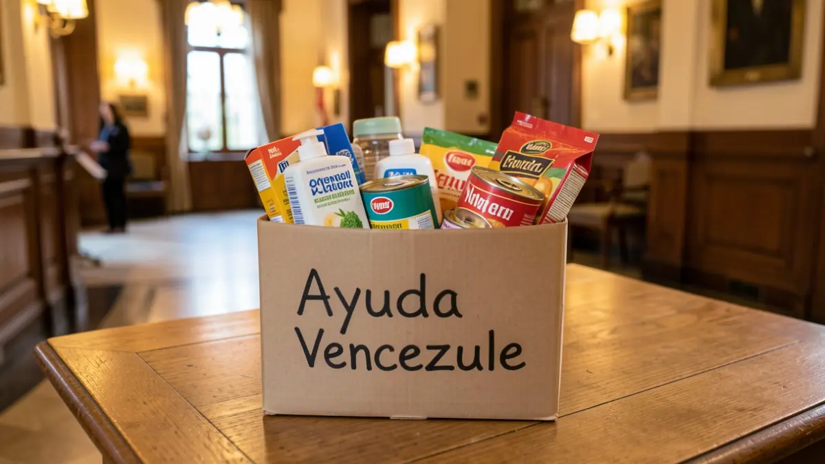 Imagen genérica de una caja de donaciones para Venezuela.