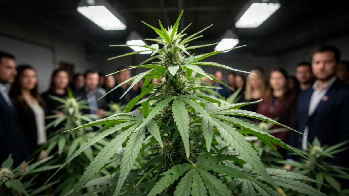 Imagen de una planta de marihuana cultivada en interior.