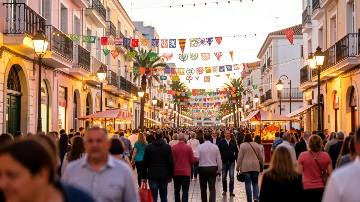 Imatge genèrica d'un ambient festiu al centre d'Alacant amb gent i llums.