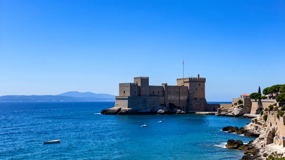 Imagen genérica del castillo de Peñíscola bajo un cielo azul y el mar Mediterráneo.