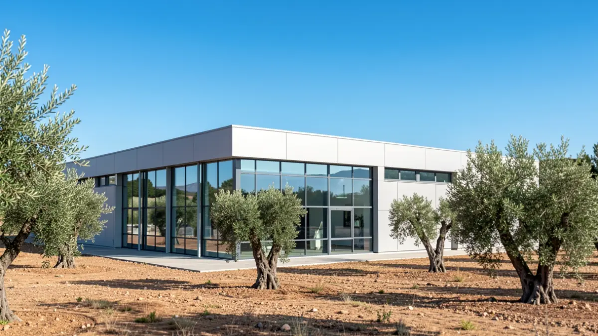 Imatge genèrica d'una ampliació d'instal·lacions industrials modernes en un entorn mediterrani.