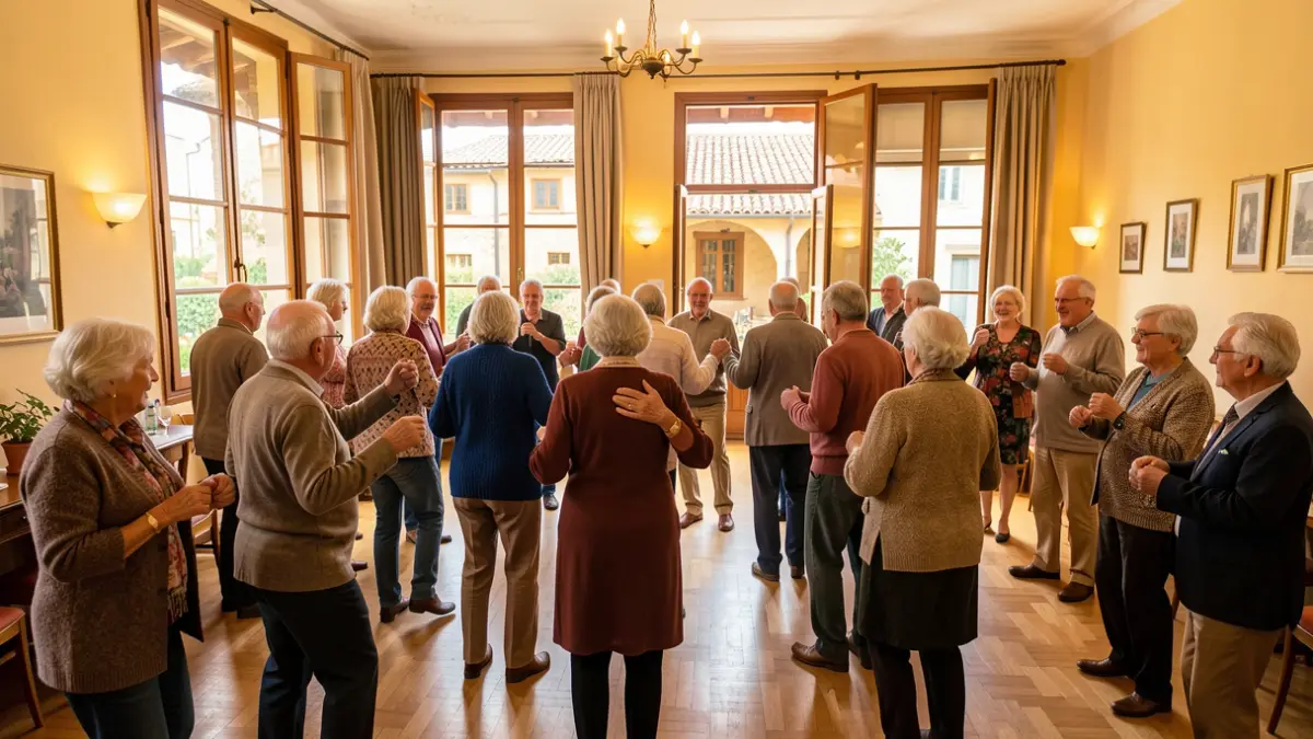 Imatge genèrica d'un centre comunitari amb gent gran ballant.