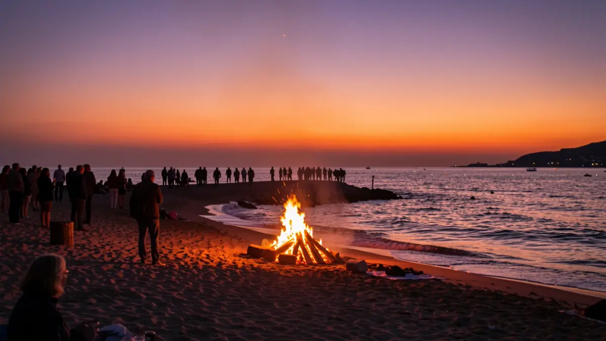 Generic image of a bonfire on the beach at sunset.
