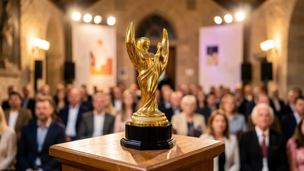 Imatge d'un trofeu en una gala de premis esportius.