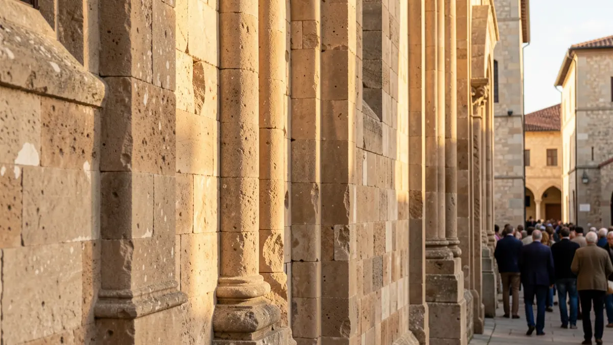 Detail of the stone and architectural elements of the Sant Francesc church in Torreblanca.