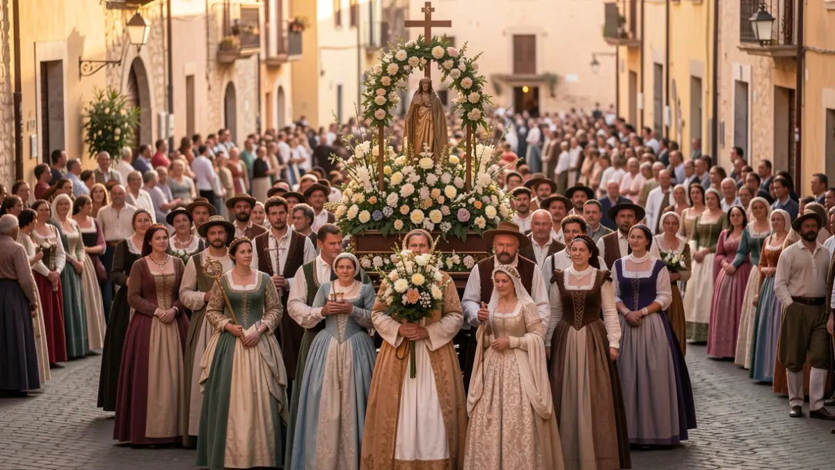 Imagen genérica de una procesión de Corpus Christi en una plaza mediterránea.