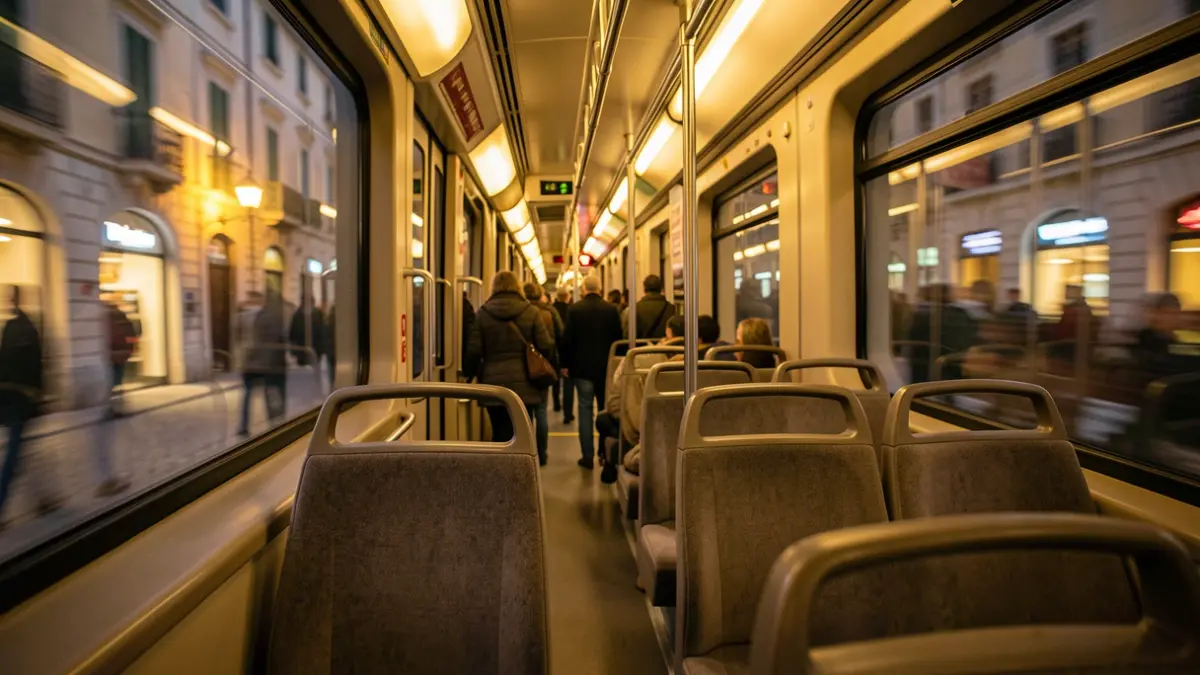 Generic image of the interior of a night tram.