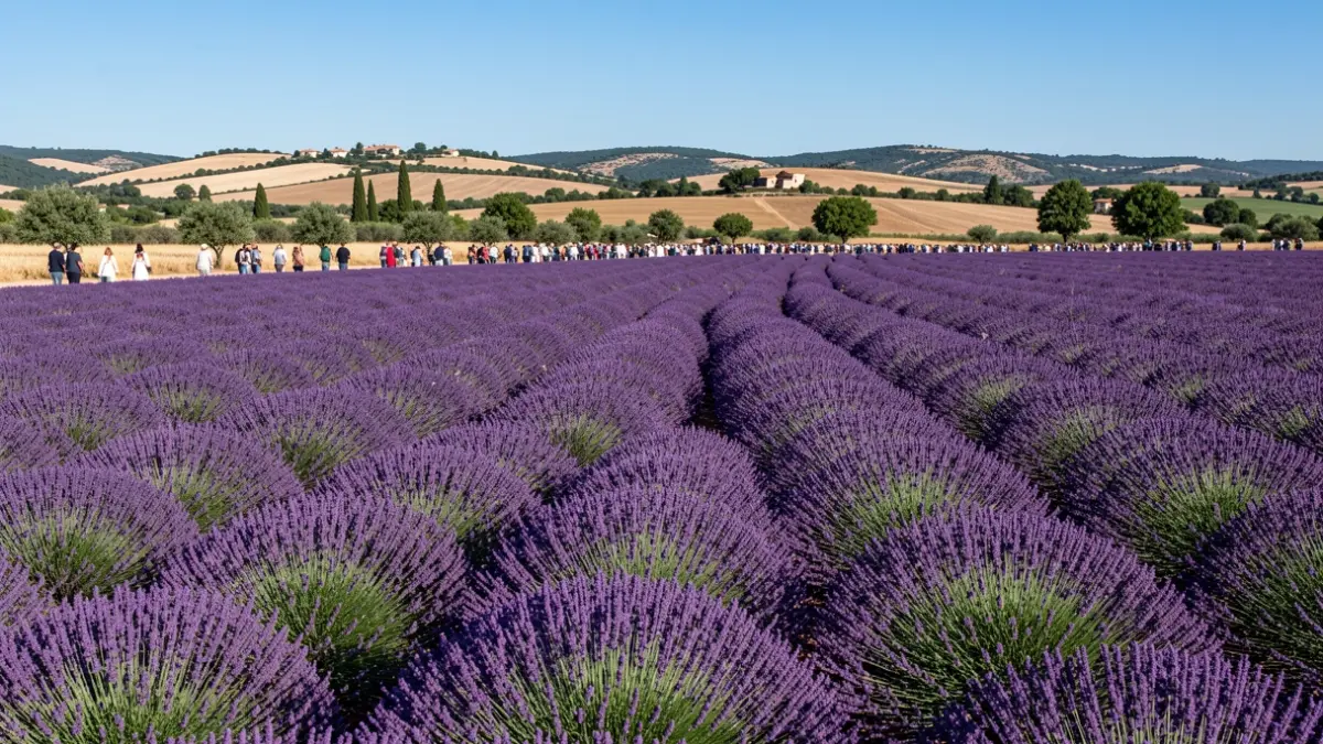Imagen genérica de campos de lavanda en flor en la comarca de Els Ports.