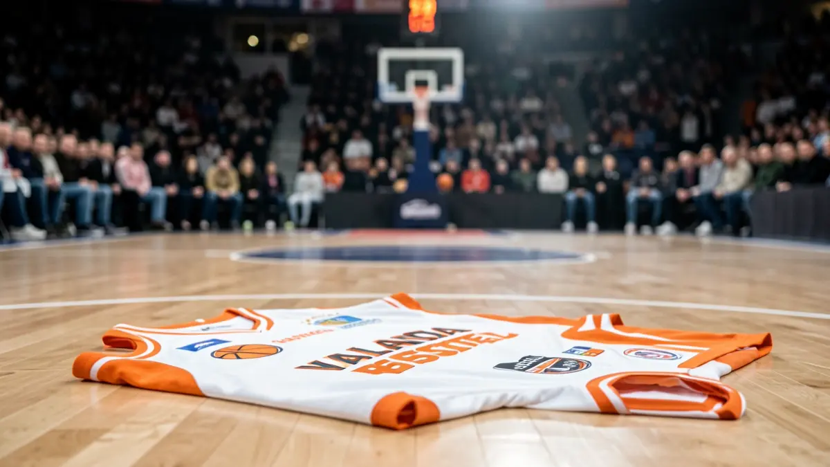 Imagen genérica de una cancha de baloncesto con una equipación de Valencia Basket.