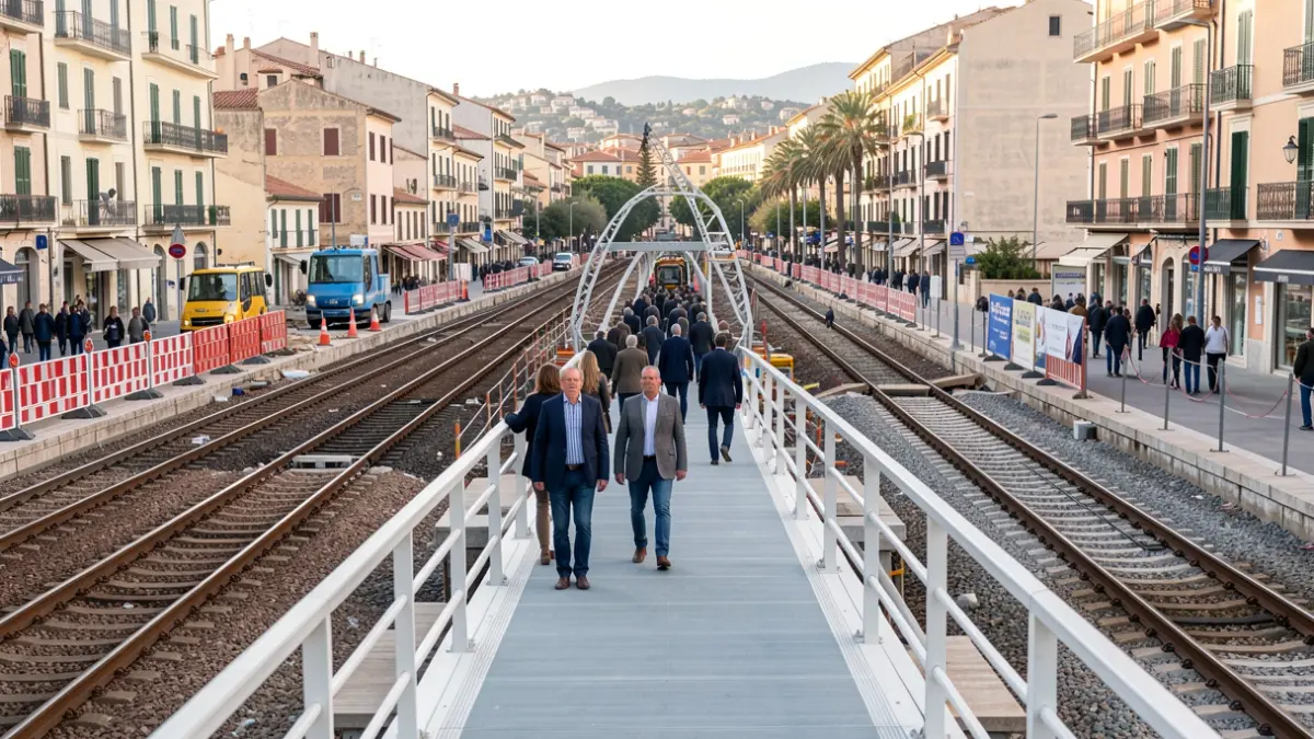Imagen genérica de una nueva pasarela ciclopeatonal en construcción.