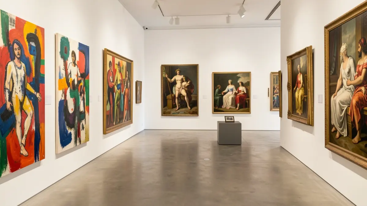 Generic image of a contemporary art gallery with artworks on display.