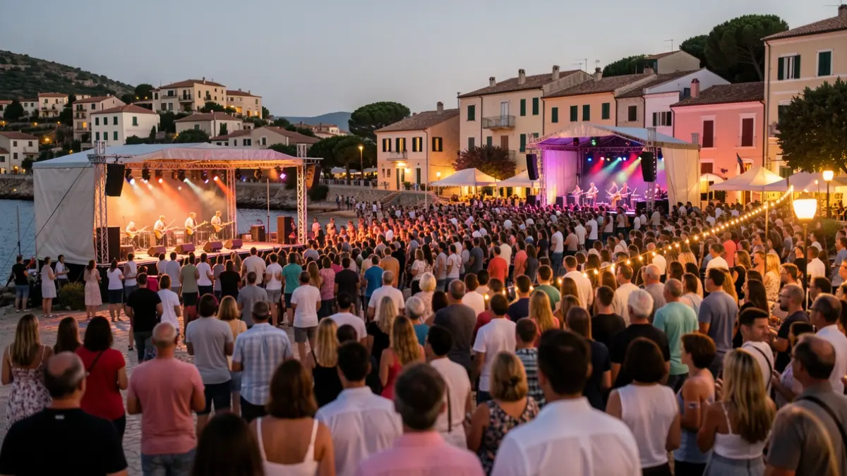 Imagen genérica de diferentes escenarios festivos en una ciudad costera mediterránea al atardecer.