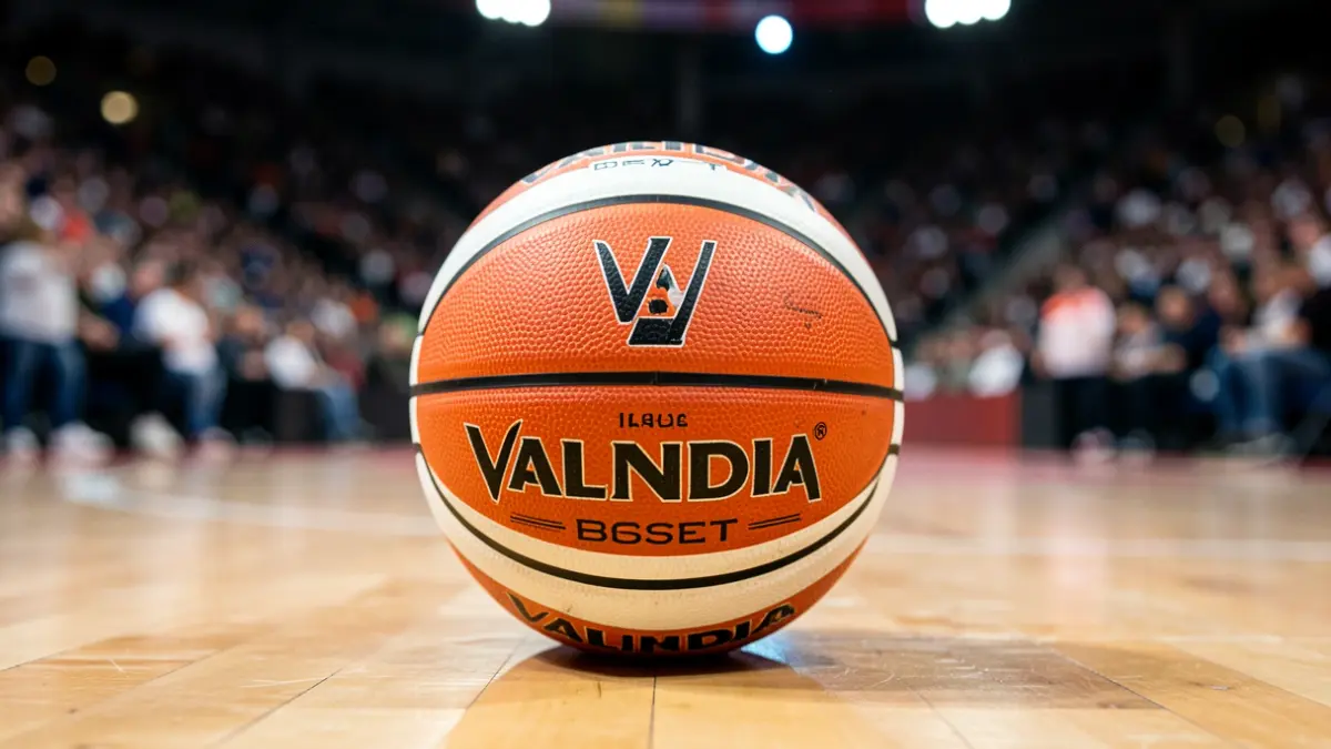 Generic image of a basketball with Valencia Basket team colors.
