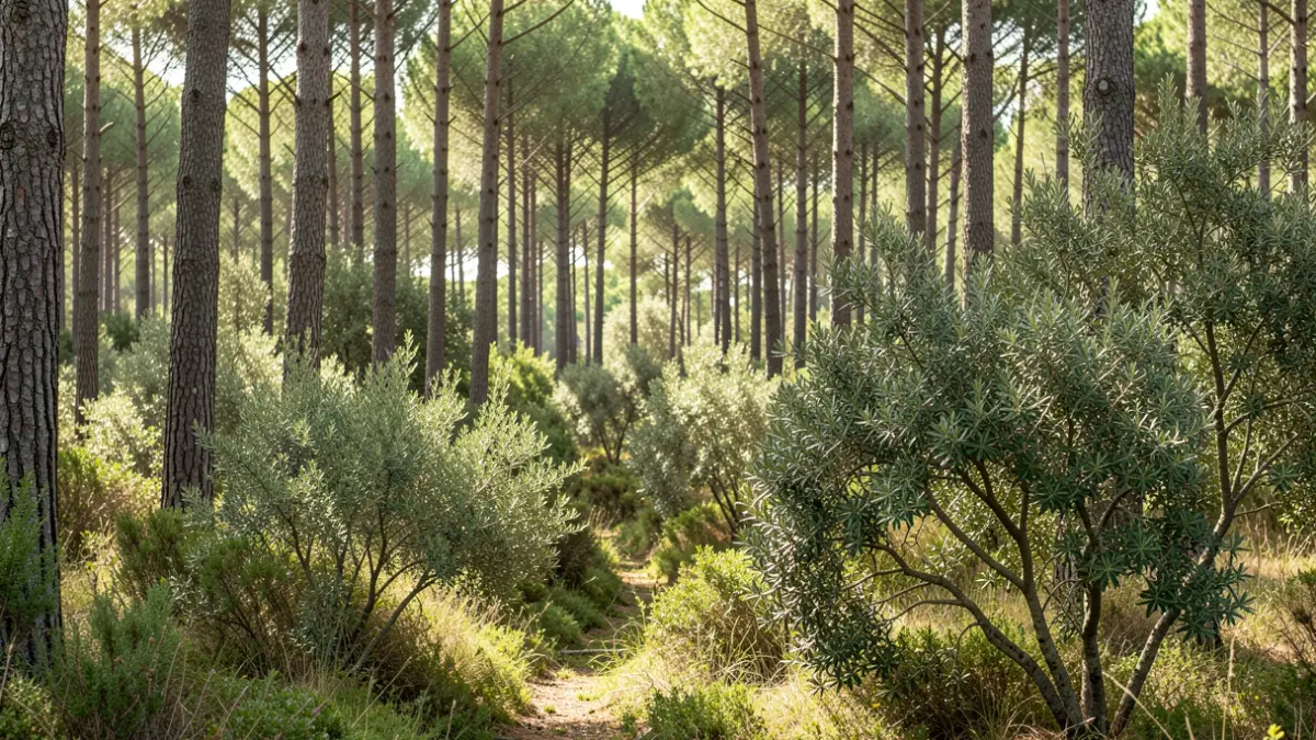 Imagen genérica de una zona verde mediterránea con diversas especies vegetales.