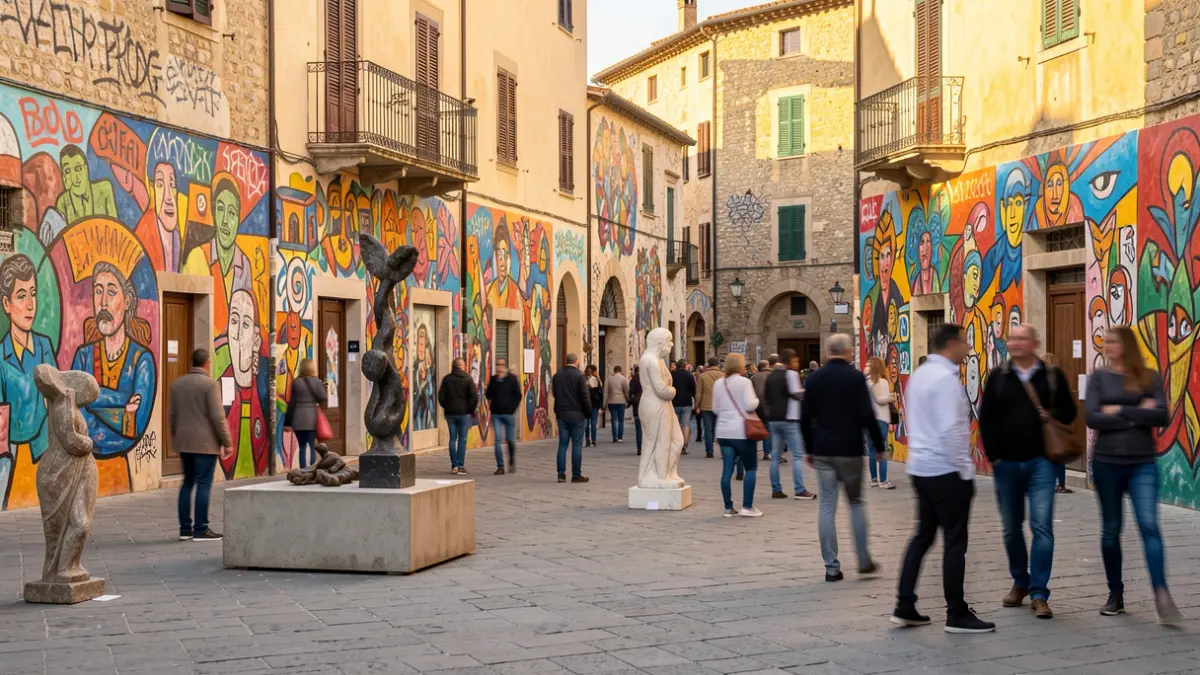 Imagen genérica de una muestra de arte urbano al aire libre en un pueblo mediterráneo.