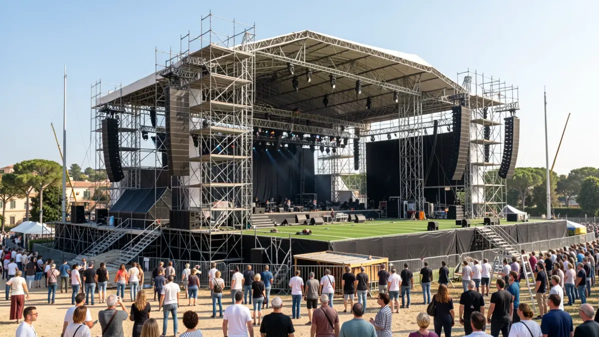 Generic image of a large festival stage under construction in Cullera.