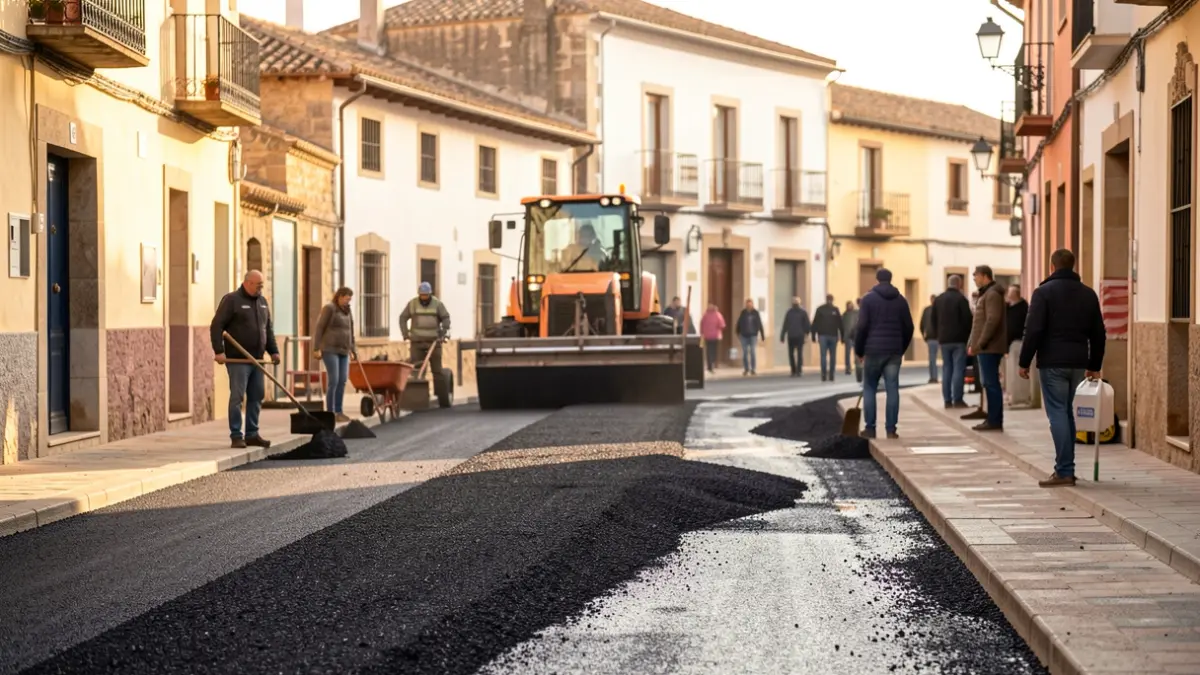 Imagen genérica de obras de asfaltado en una ciudad valenciana.